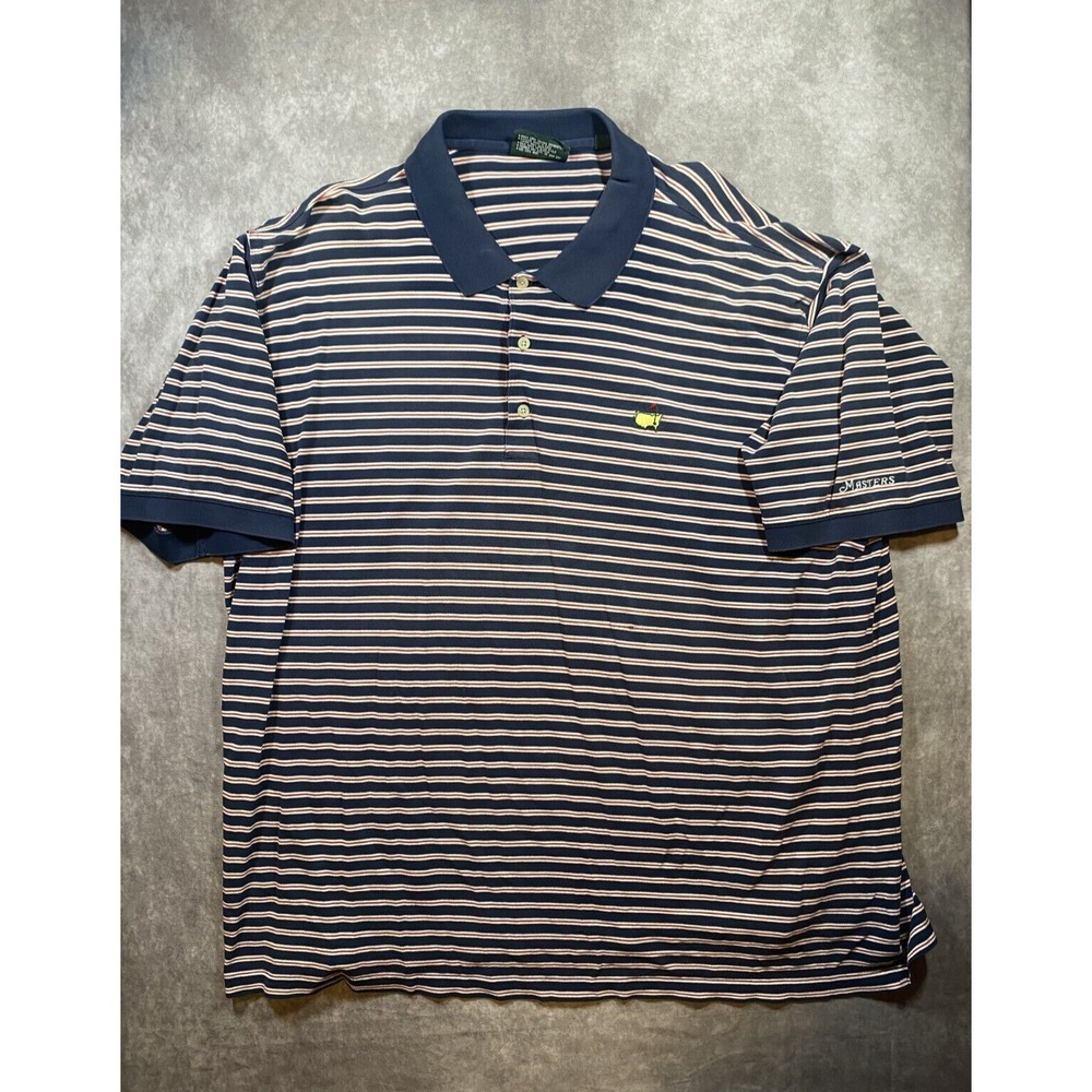Masters Clubhouse Collection Golf Polo Mens 2XL Navy Red Stripe